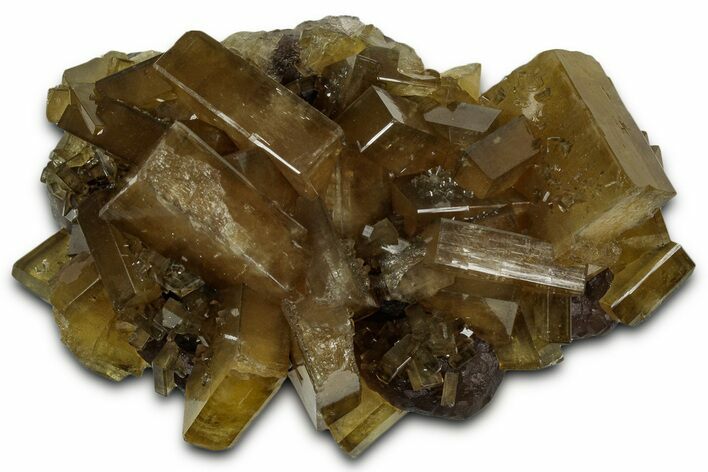 Golden Barite Crystals On Fluorite - Xiefang Mine, China #350737